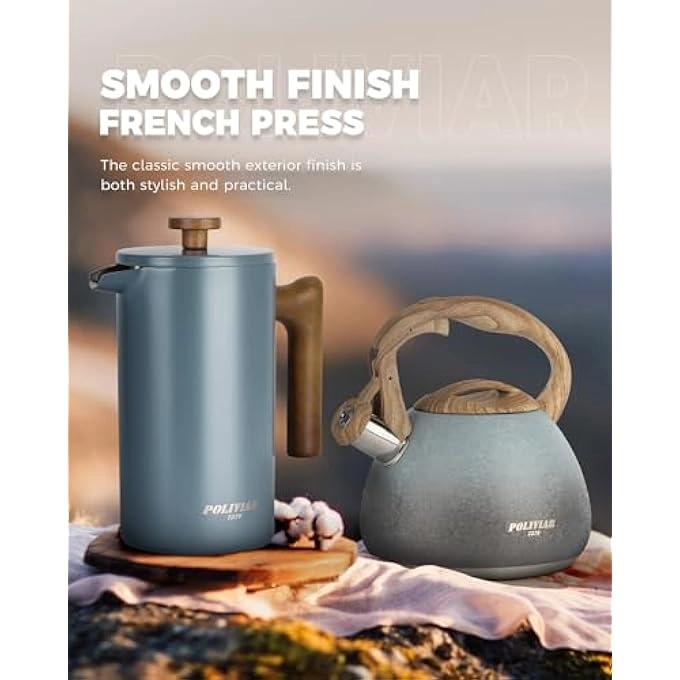 French Press - 34 Oz Real Wood Handle