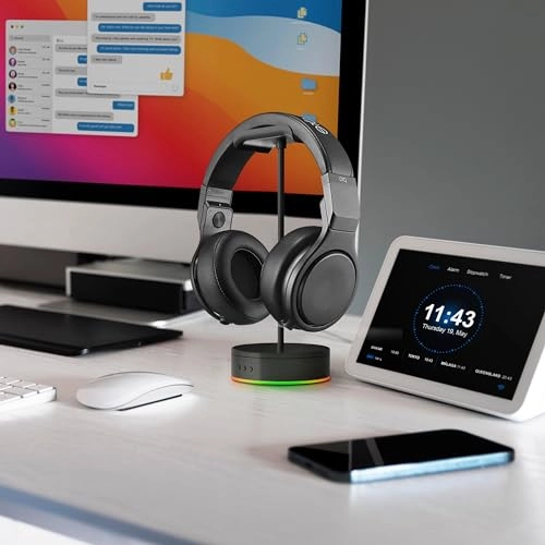 Rotating Headphone Stand - LED Lights USB-C