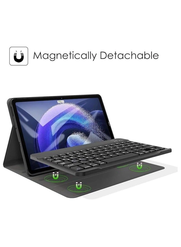Keyboard Case with Magnetically Detachable Wireless Bluetooth Keyboard for Pad 6 / Pad 6 Pro 11-inch (2023)