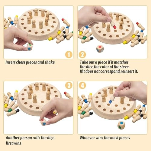Memory Match Stick Chess - Wooden Colorful