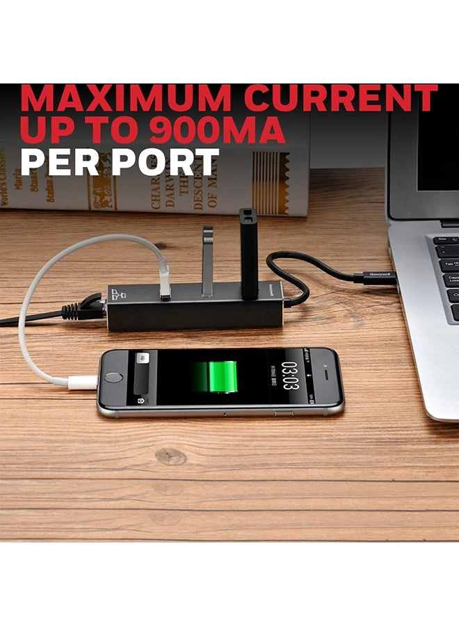 (Renewed) 4-in-1 Type C 3.1 to USB 3.0 With Rj45 Gigabit Ethernet Adapter - 3x USB 3.0 1Gbps Ethernet