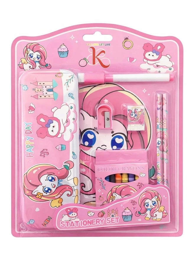 JMK CRAFTS Cartoon Theme Stationery Kit - Pencil Box Pencils Crayons Gift Pack