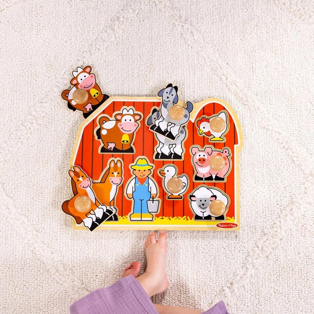 Jumbo Wooden Peg Puzzle Set - Suitable for 12 months & above 8 Pcs