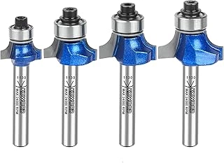 KOWOOD Round-Over Router Bit Set - 1/4 Inch Shank 1/8, 5/32, 3/16, 1/4