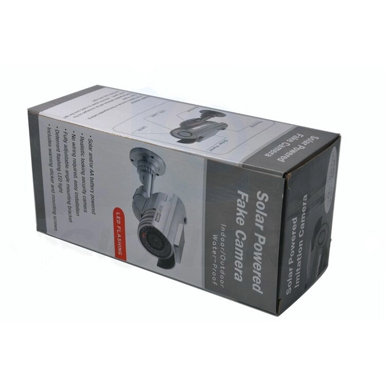 Dummy Security Camera - Solar Powered IR Red LED Light Silver