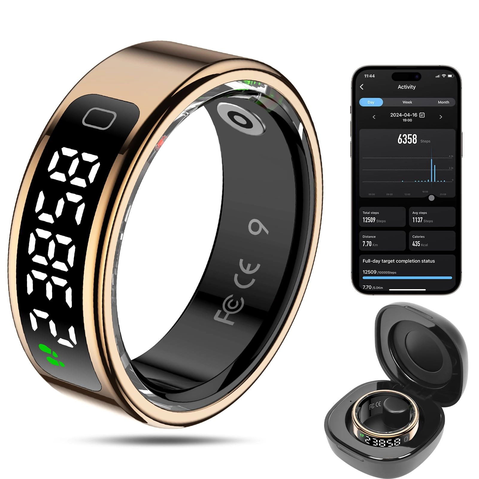 Smart Ring - LED Dispay Screen Heart Rate Sleep Tracker
