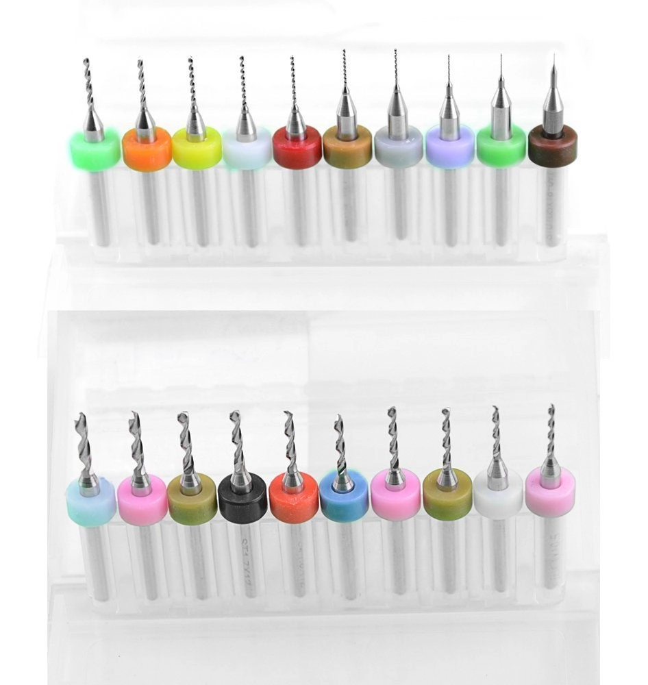 BGTXINGI Micro Drill Bits - Carbide Tungsten Steel 20Pcs 0.10mm to 1.0mm and 1.1mm to 2.0mm