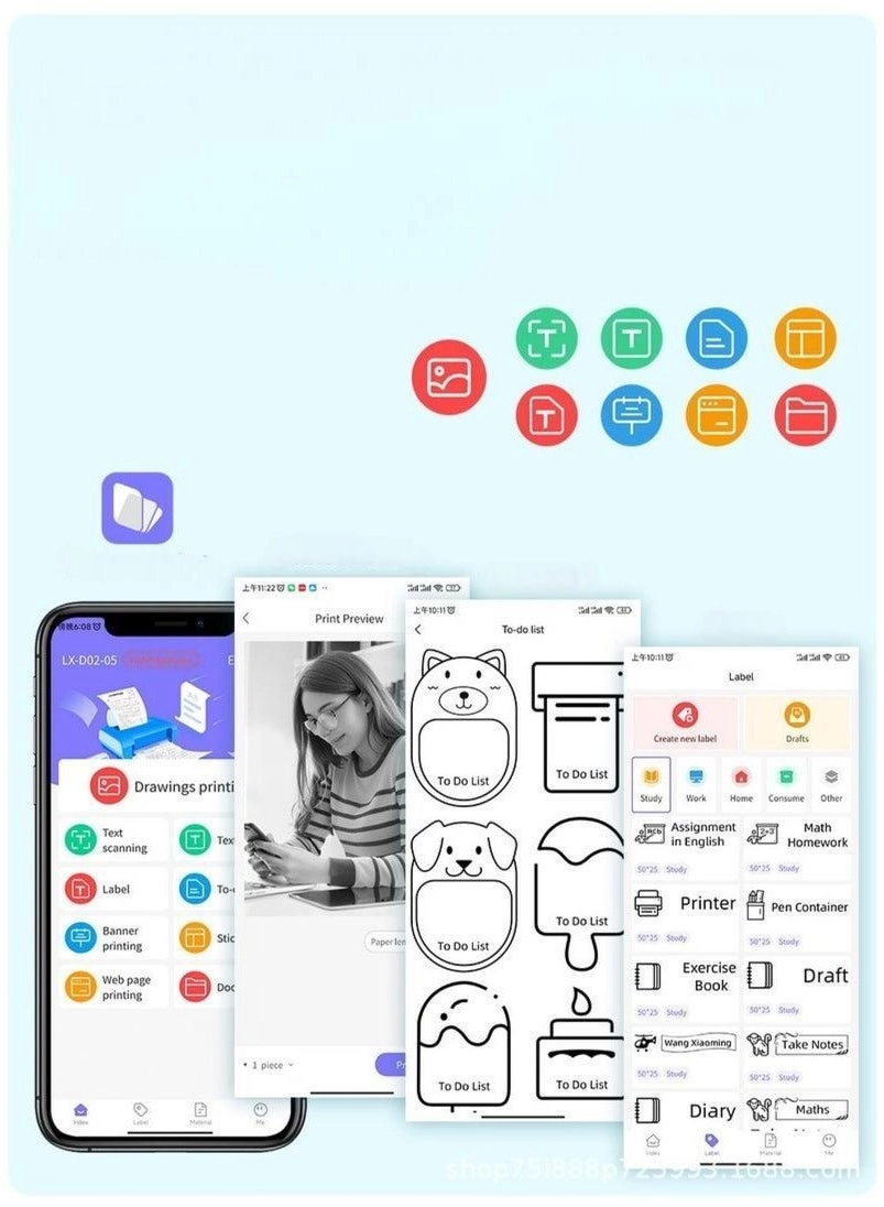Mini Pocket Bluetooth Thermal Printer - Bluetooth 50 millimeter