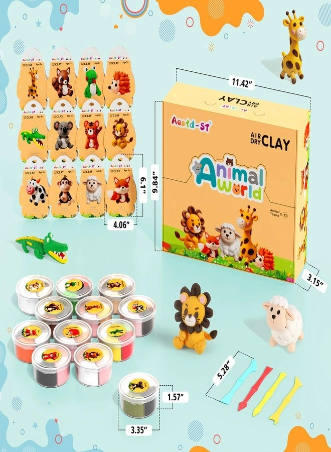 Air Dry Clay Kit - Animal Theme Ultra Light 12pcs.