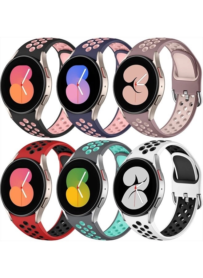 6 Pack 20mm Soft Silicone Watch Band for Samsung Galaxy Watch 5/Watch 4/Watch 6