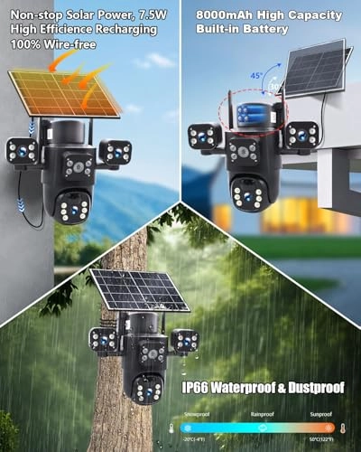 Solar 3-Lens Security Camera 2K