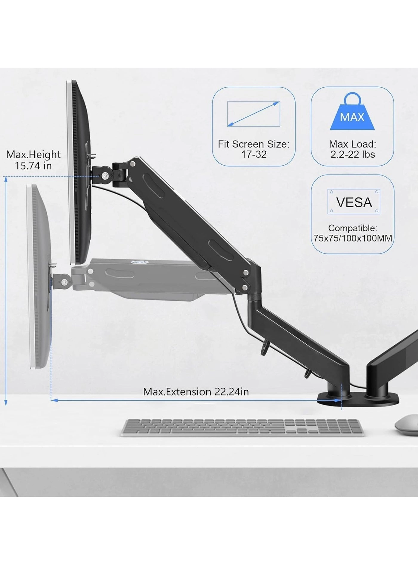 Dual Monitor Desk Mount Stand - 2