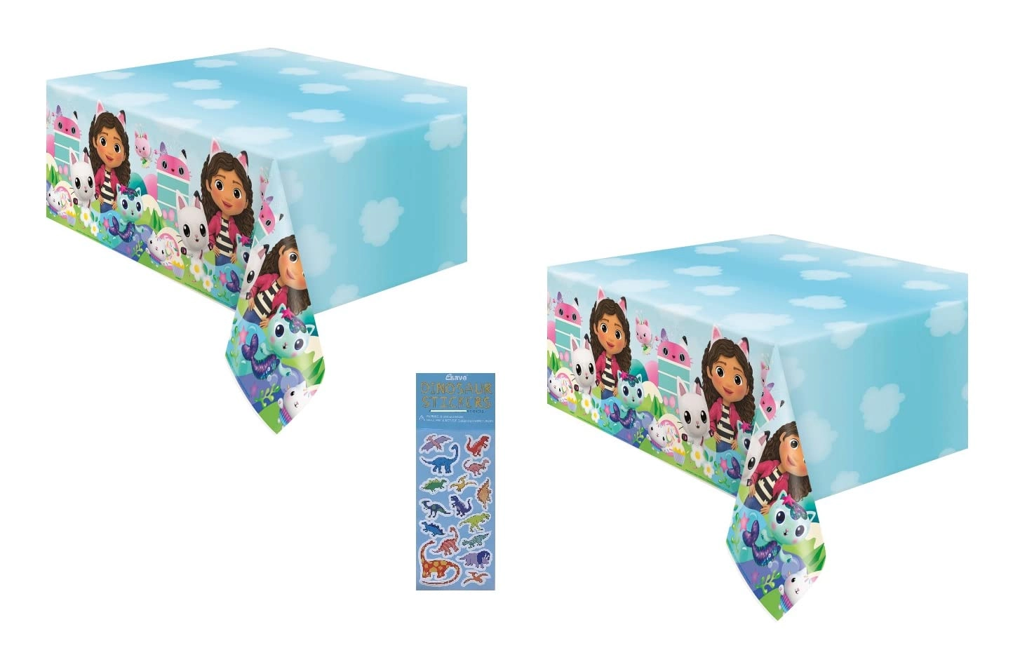 Unique Plastic Table Cover - 2 + Dinosaur Sticker Sheet - 1