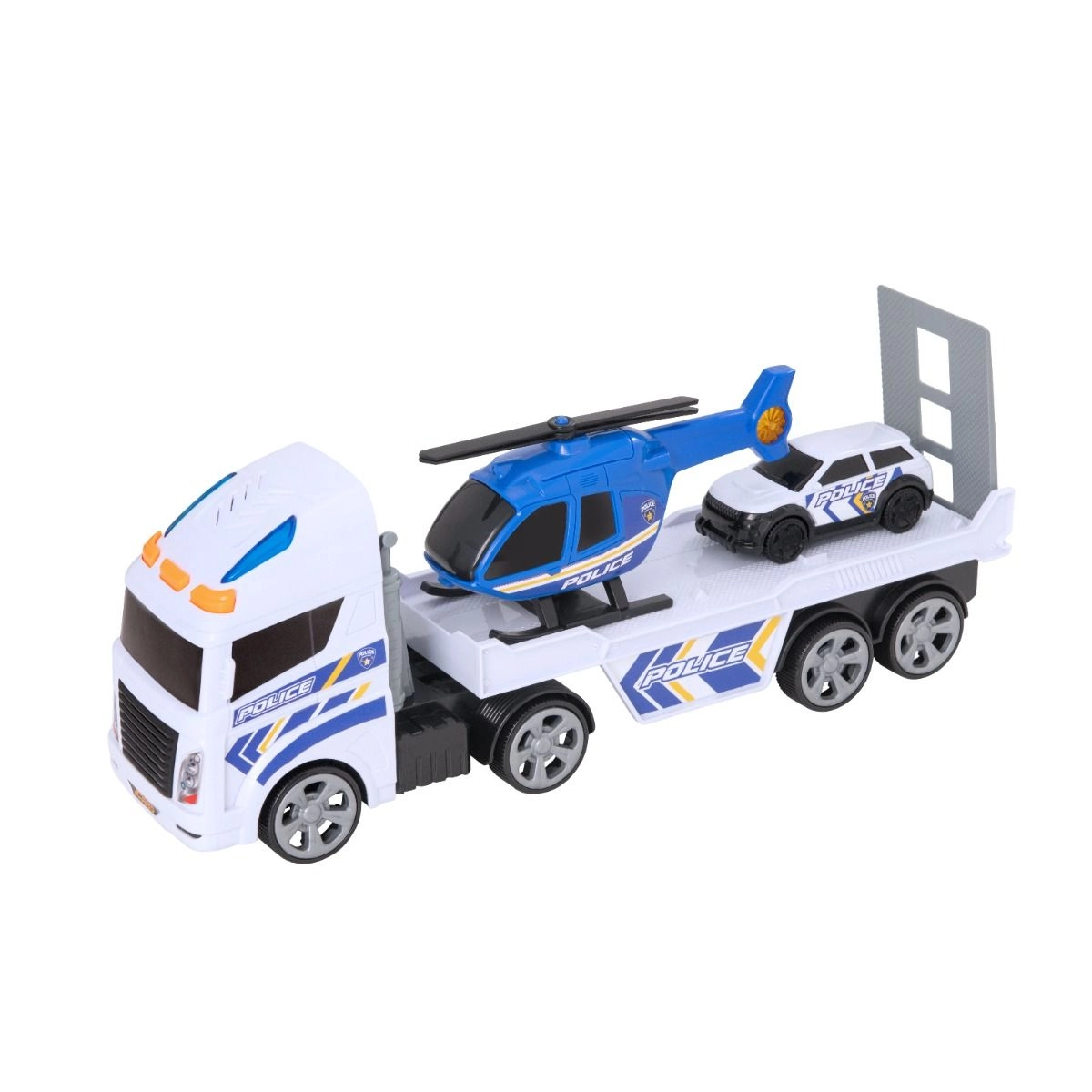 Mighty Machines Light And Sound Police Helicopter Transporter - 3pcs