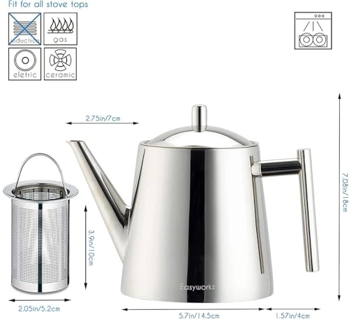 Teapot - Stainless Steel 1500 Milliliters