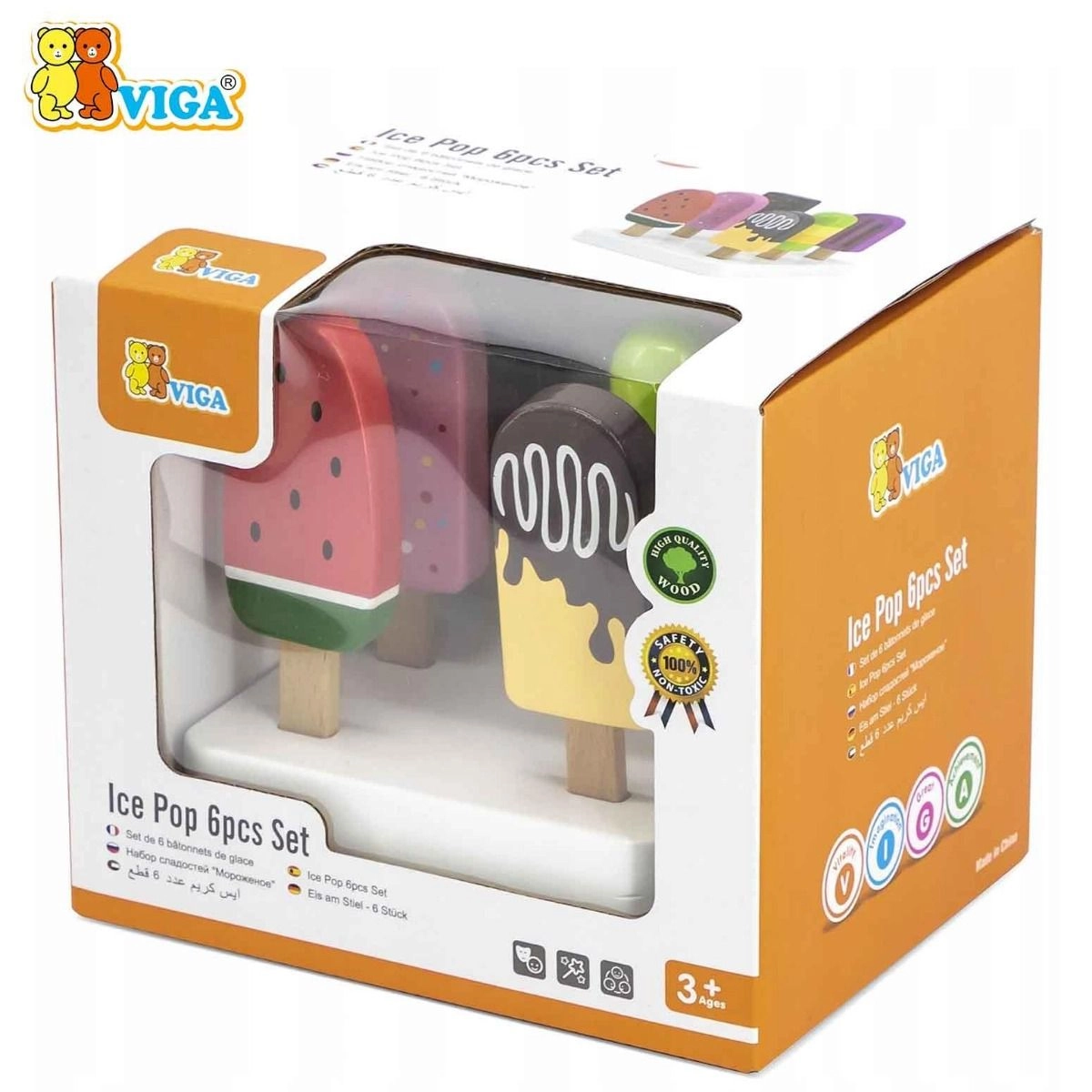 Wooden Ice Cream Play Set With Stand - 3+ 6 pieces