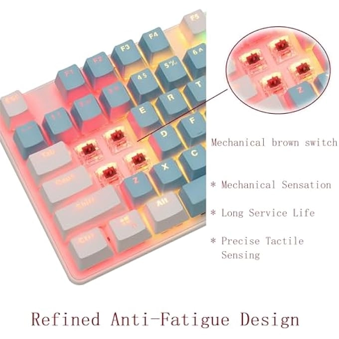 5-Color LED 87 Keys Mechanical Keyboard - Wired