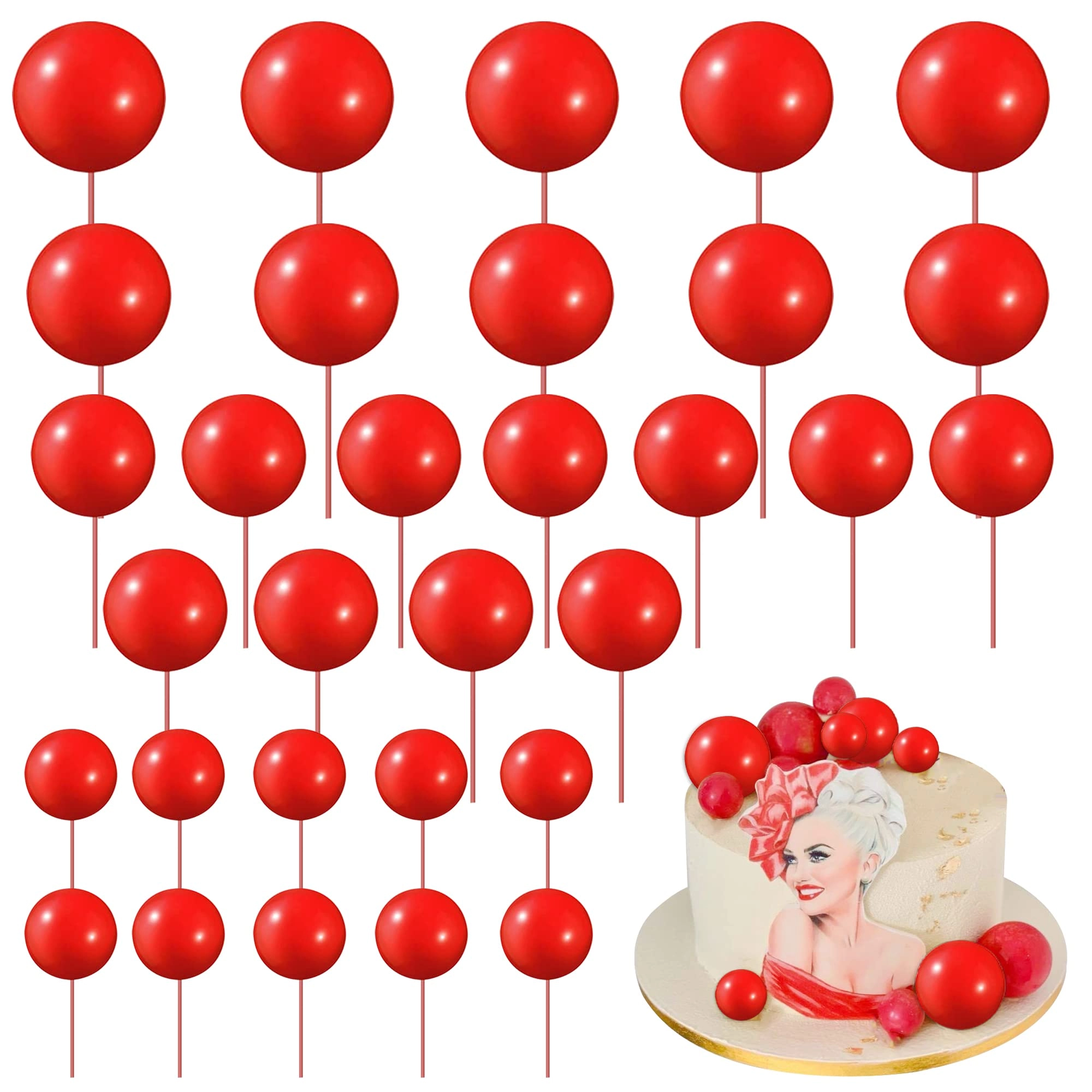 Ball Cake Toppers - 24 pcs Baby Shower Birthday Wedding