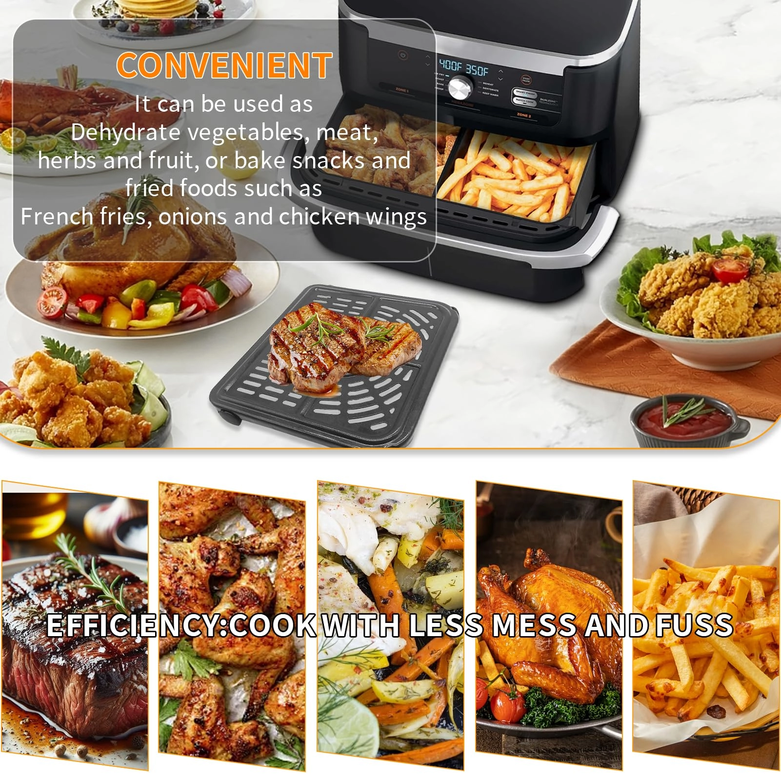 Air fryer grill rack - Stainless steel 2 piece(s) + Magic cleaning cloth - 1 piece(s)