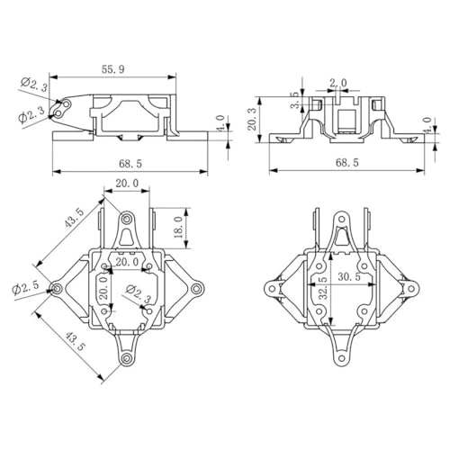 Mobula8 Replacement Mount Bracket - DJI O3 compatible PA Black