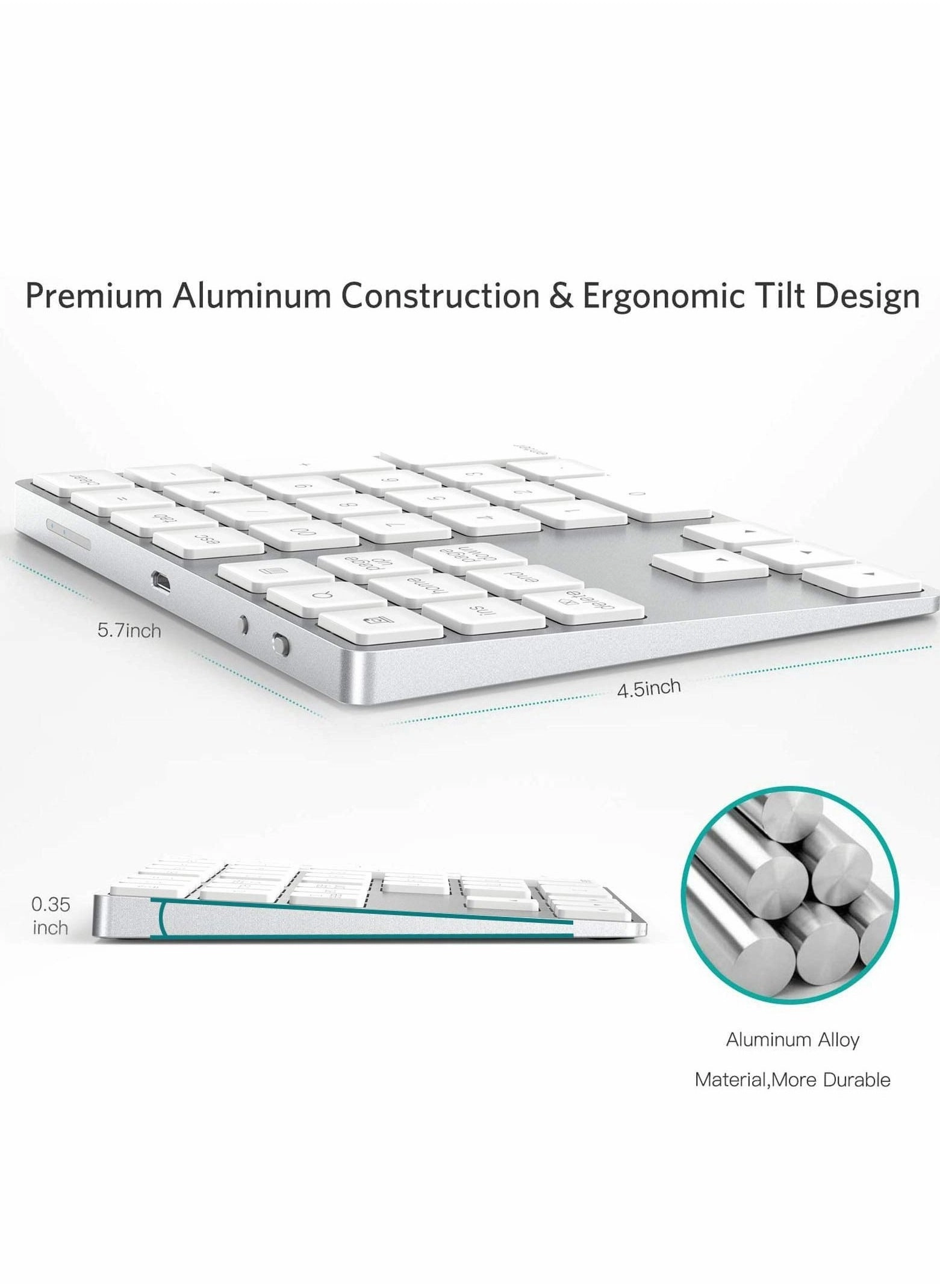 Bluetooth Number Pad - Rechargeable Bluetooth 3.0 34-Keys