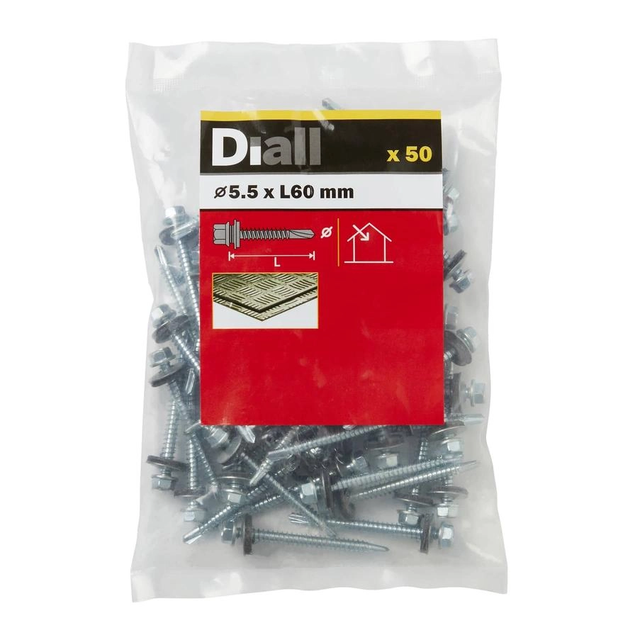 Diall Zinc-Plated Carbon Steel Roofing Screw Pack 5.5mm 60mm