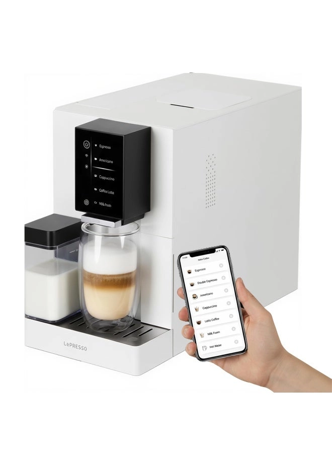 LePresso Brevissimo LPCFFBAC0046WH - Mobile App Adjustable Grinder Digital Display