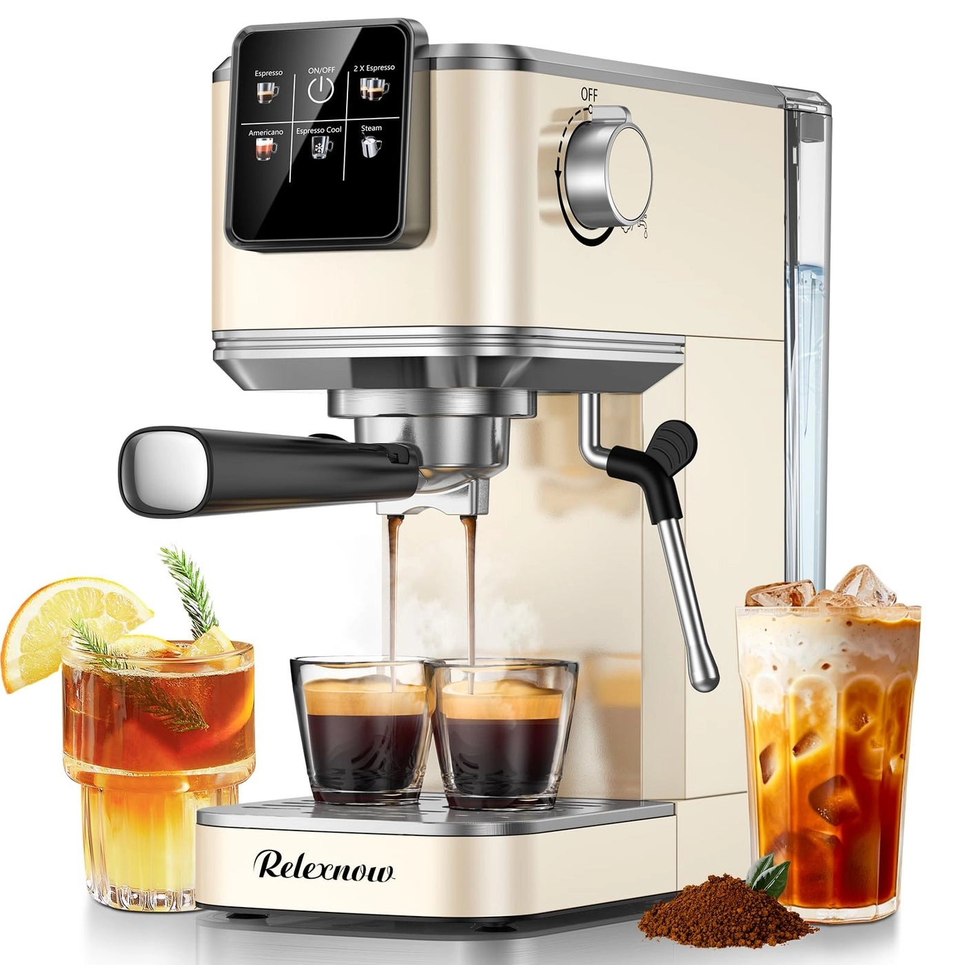 RELEXNOW Espresso Machine - Milk Frother LCD Panel