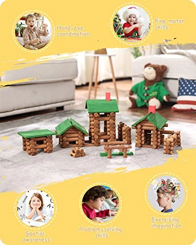 Wooden Log Cabin Set (20-353) - 300 PCS 3+ Kids