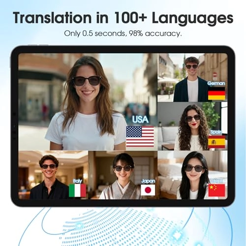 QT-35 - Bluetooth 5.4 140 Languages Black Frame Grey Lens