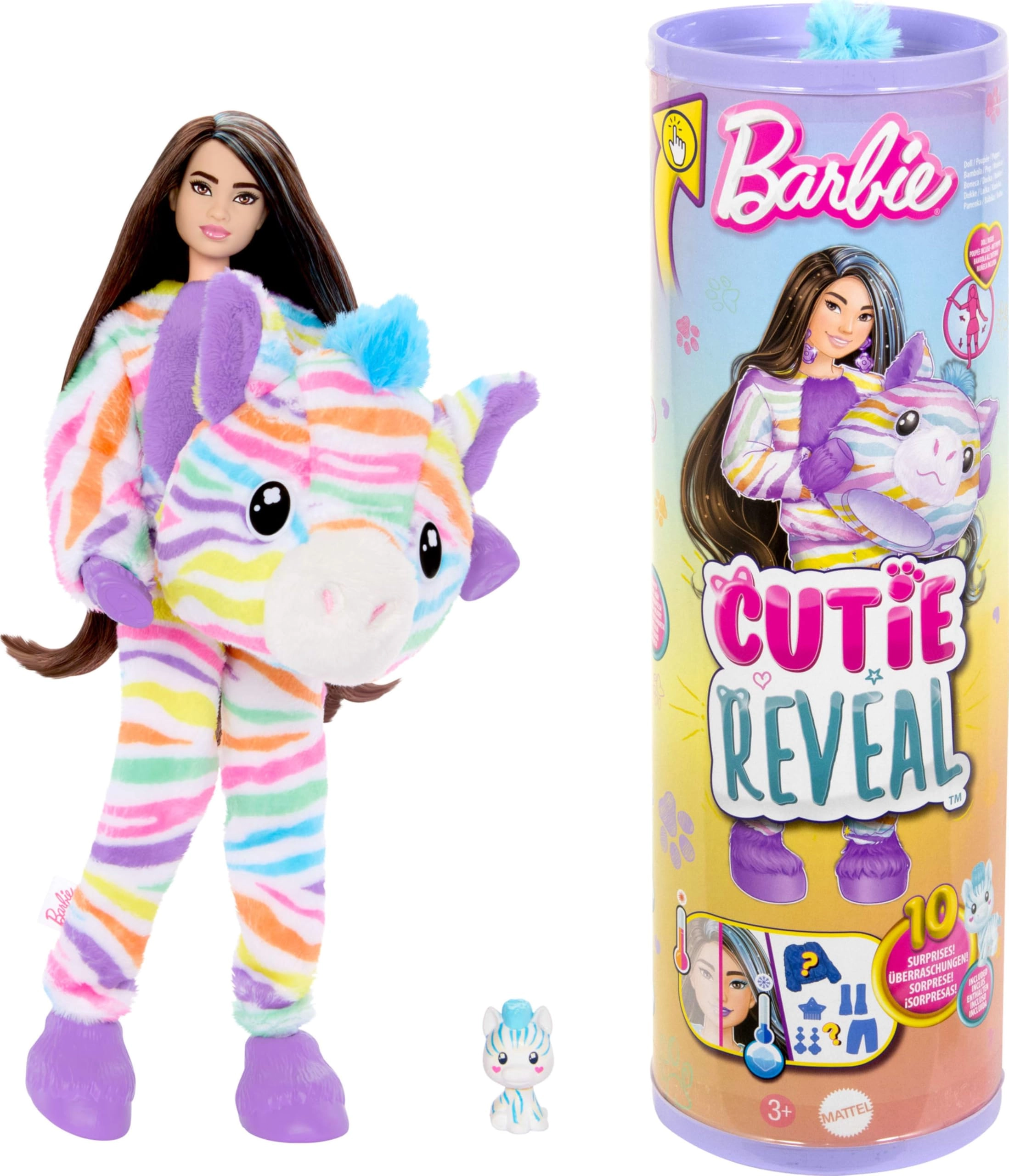Barbie Cutie Color Reveal Zebra Doll - 10 Surprises Ages 5+