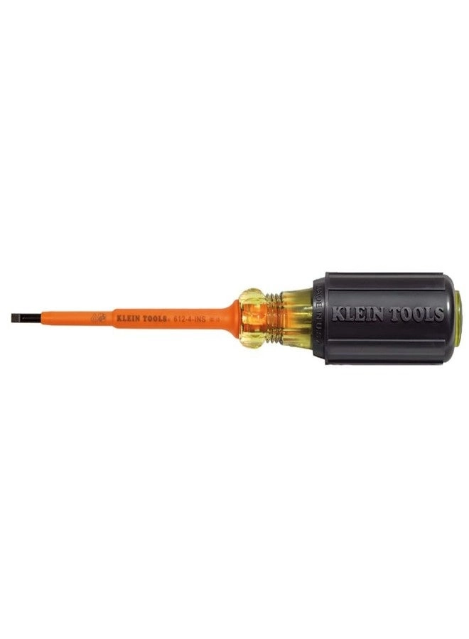 Klein Tools 612-4-INS Insulated Slotted Screwdriver 1/8-Inch x 4-Inch