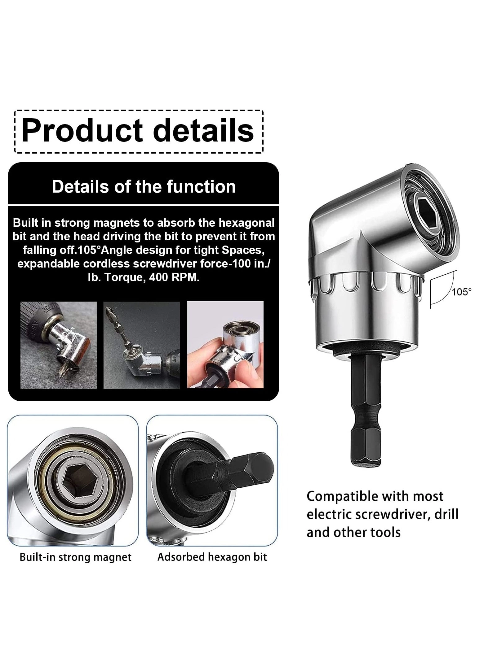 Right Angle Drill Adapter - 105 Degree 1/4 Inch Bundle