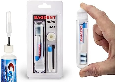 Bagdent Travel Toothbrush Kit - Refilllable Mini Tubes Universal Filling Adapters TSA Compliant