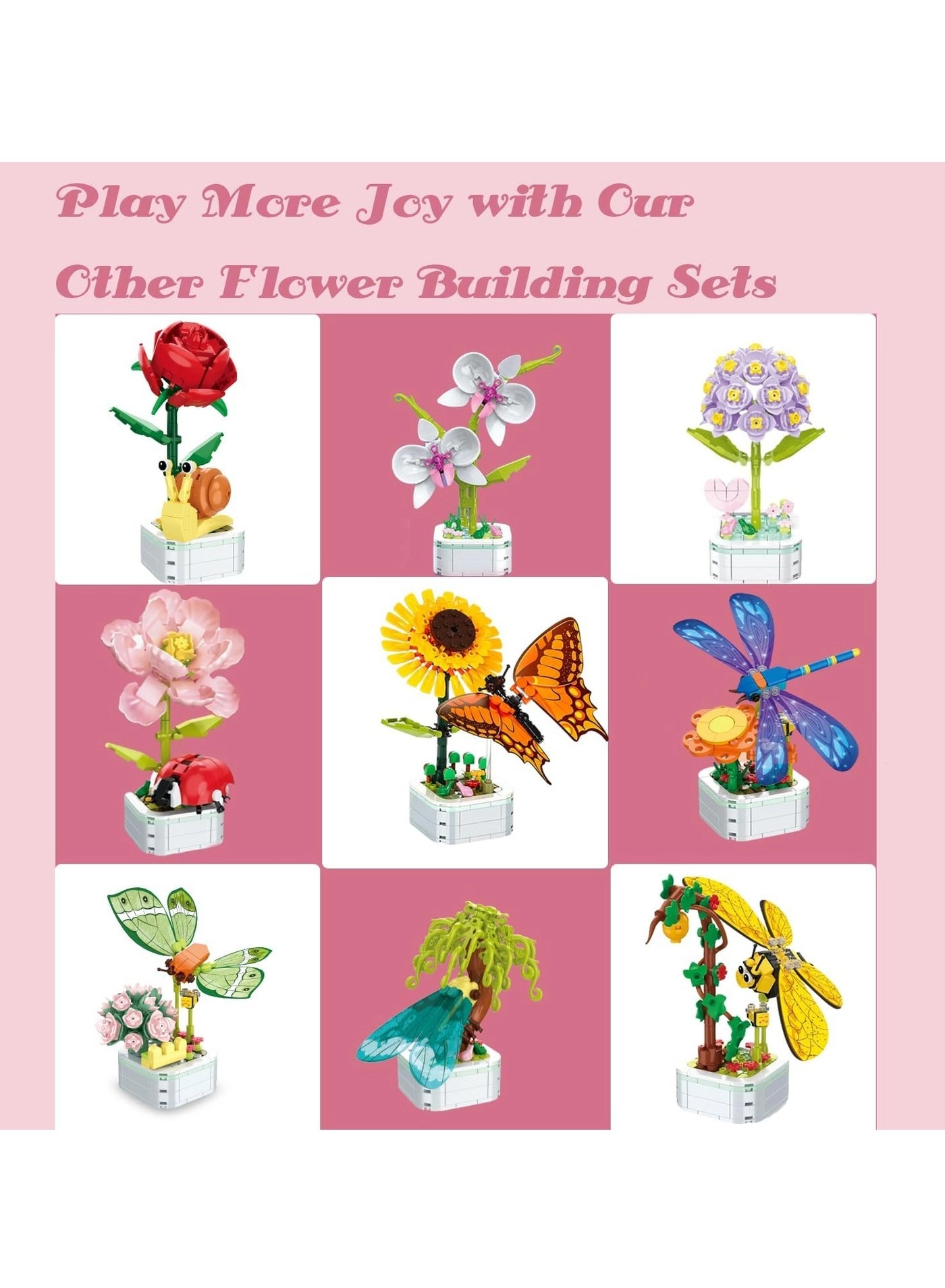 Potted Plant Theme Building Block Toys - Ladybug potted plant 201pcs