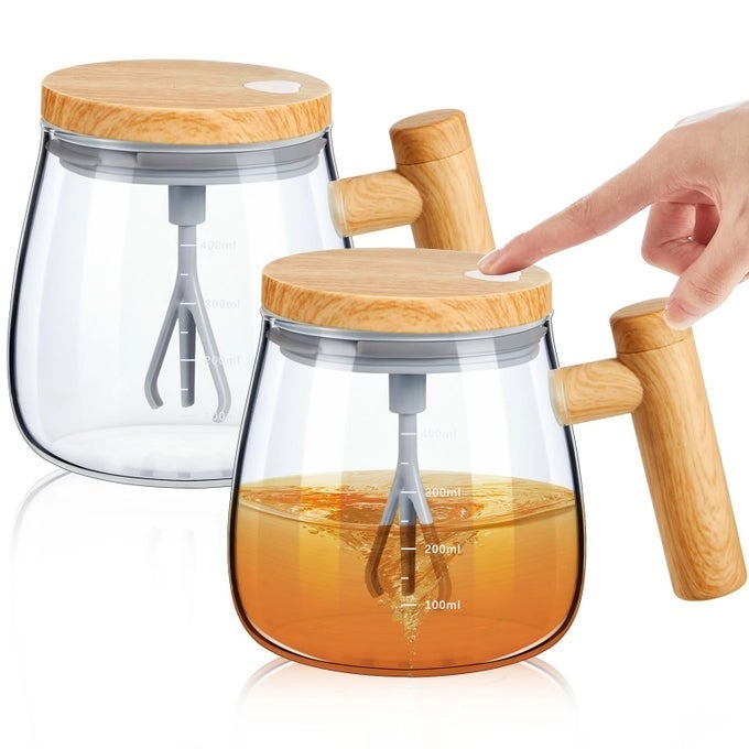 Maxcheck Self Mixing Glass Tumbler - 2 pcs - 400 ml