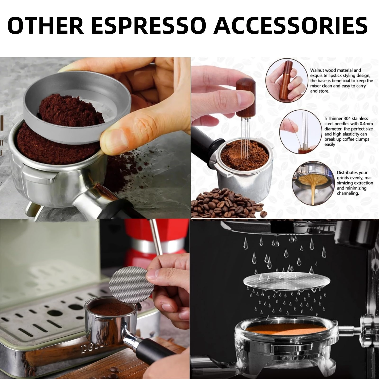 51mm Coffee Tamper + WDT Tool + Stirrer - 13.3cm + Frothing Pitcher - 350ml + Latte Art Pen - 13.5cm + Tamper Mat + Stencils - 16pcs + Dosing Funnel + Coffee Sifter Sprinkler Powder