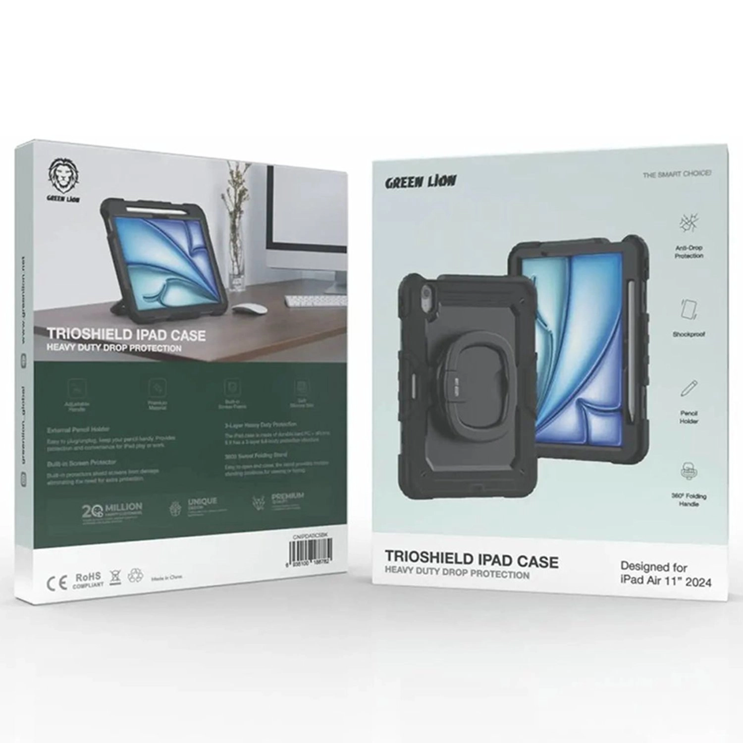 360-degree Swivel Stand Case with Pencil Holder for iPad Air 11-inch