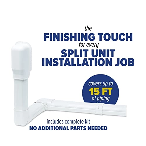 Mini Split AC Line Set Cover Kit - 4 Inches White 15 FT