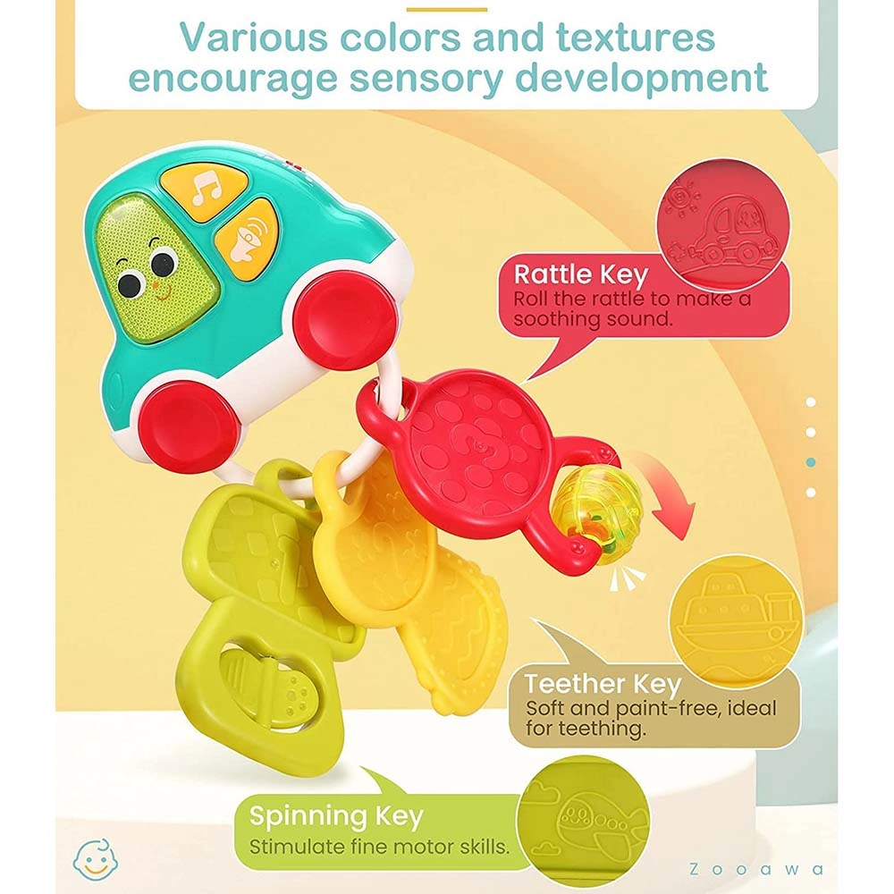 Baby Rattle Teething Car Toy - High-quality plastic with food-grade silicone.