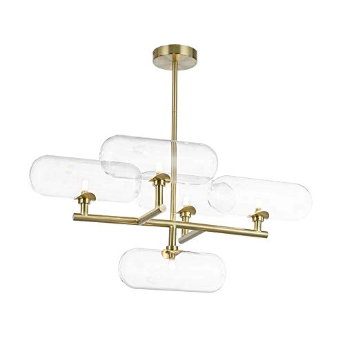 G9 Nordic Handmade Glass Capsule Chandelier - 7 head Gold clear glass