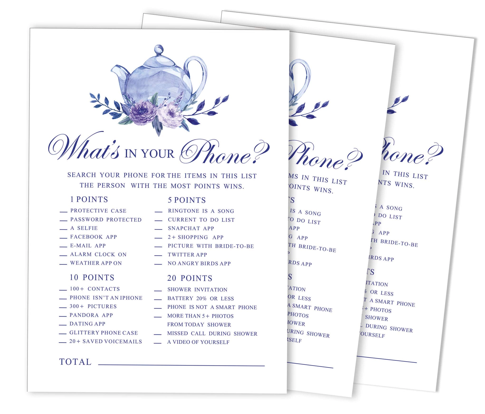 Inkdotpot Whats on Your Phone Bridal Shower Game - 50