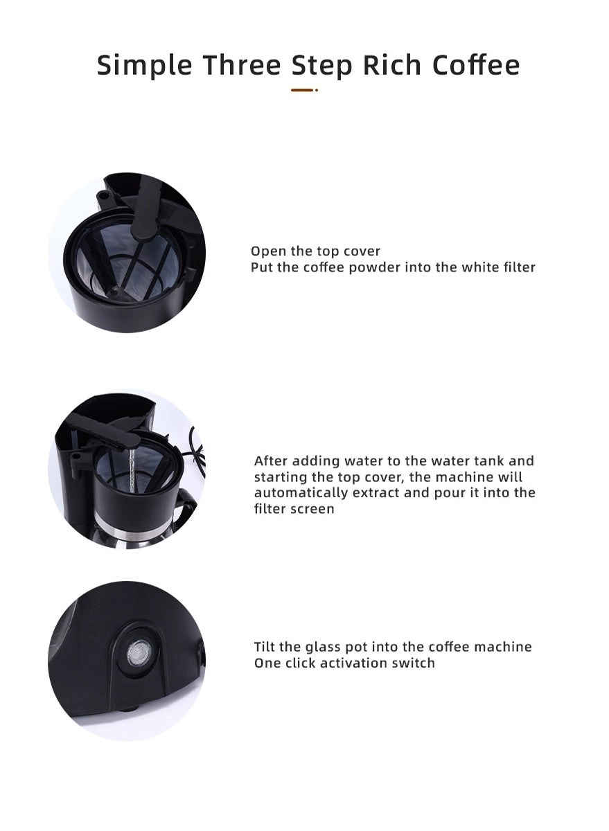 Drip coffee machine - borosilicate glass reusable filter drip-proof heat preservation