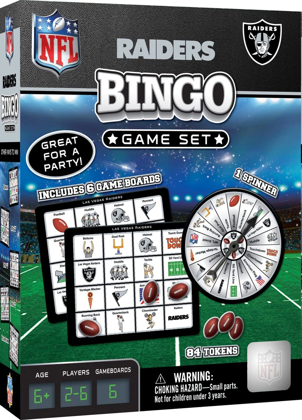 MasterPieces NFL Bingo - Minnesota Vikings 6 game boards 84 football-shaped chips