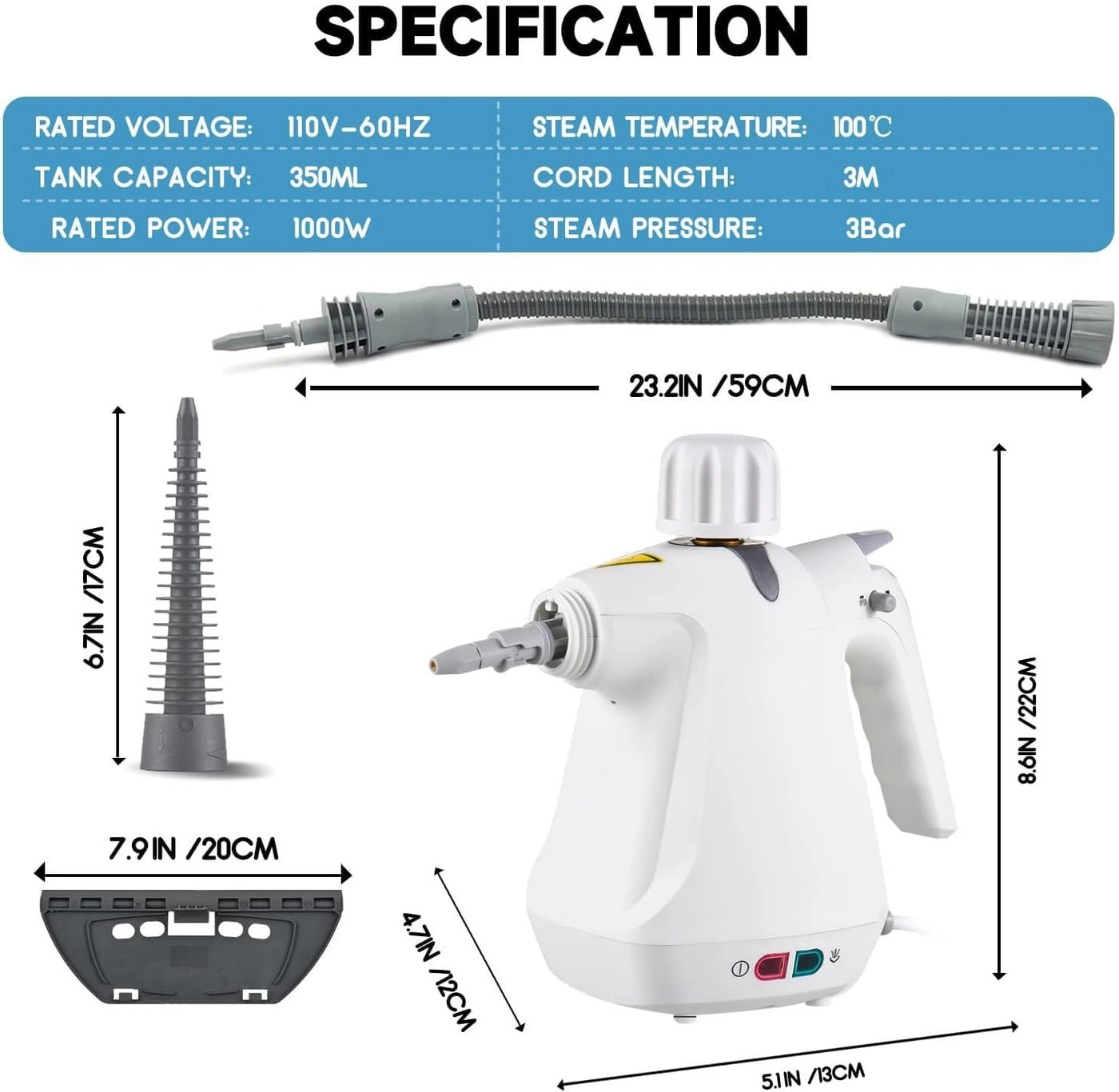 High Temperature Steam Cleaner - 1000W Handheld