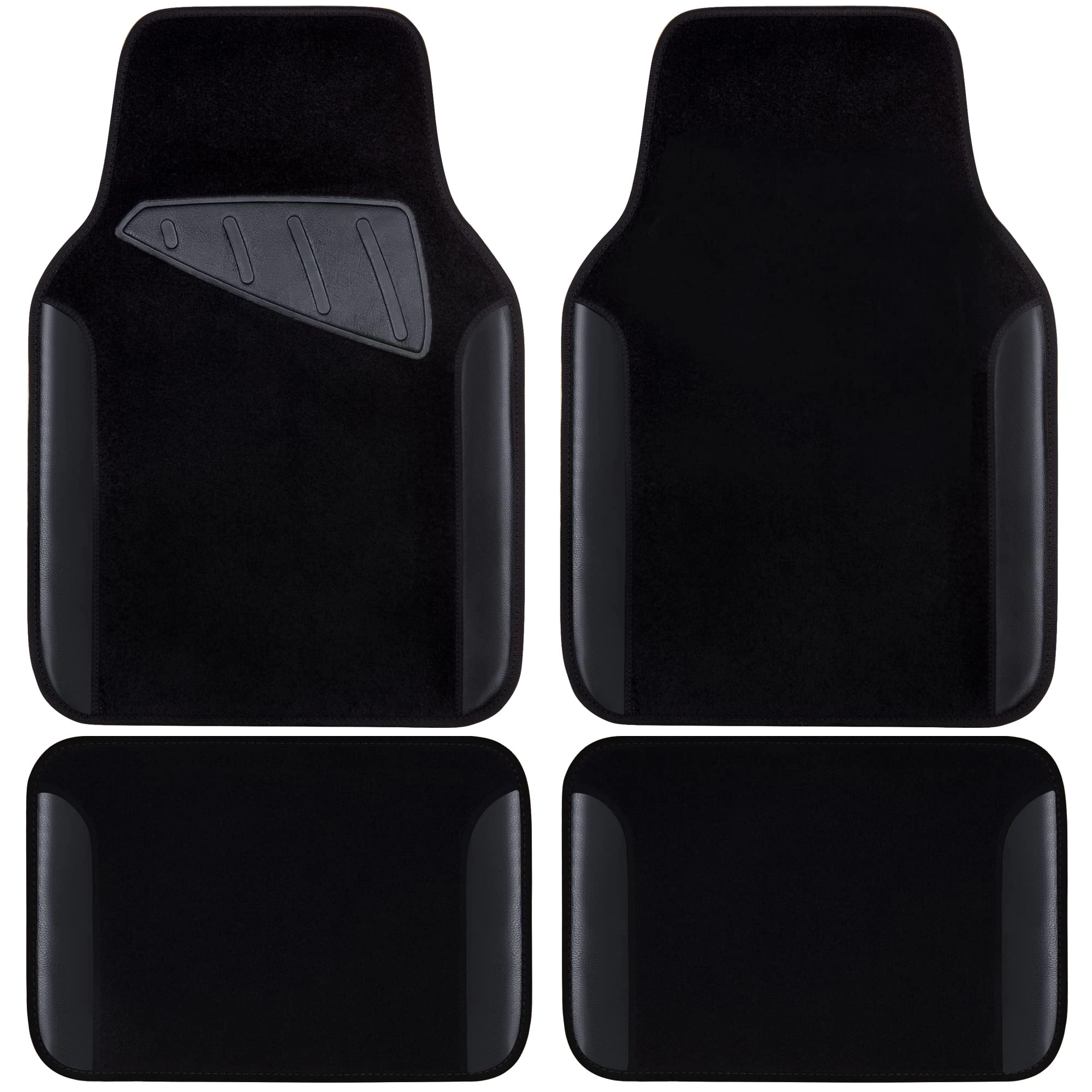 Universal Fit Car Floor Mats - Set of 4pcs Black and Burgundy