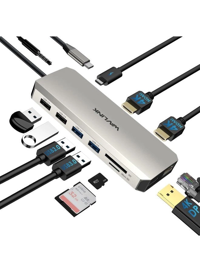 USB C Docking Station - USB C 3 HDMI 4K60Hz 100W