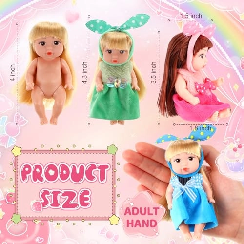 Mini Baby Doll - 4 Pcs 4 Inch Princess Style Ages 3+