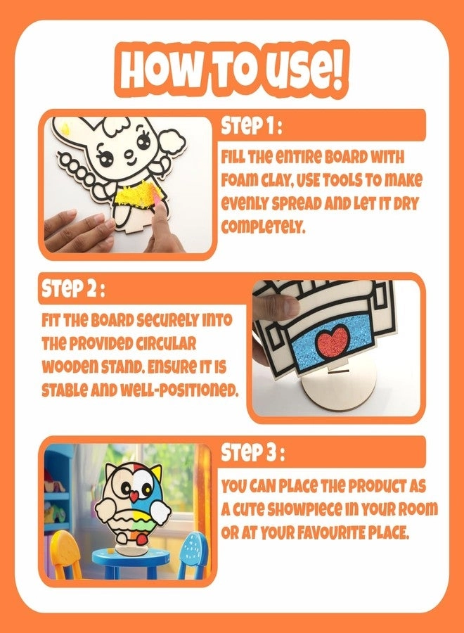 Wooden Owl Board - DIY Super Clay Art Kit 8 Colors