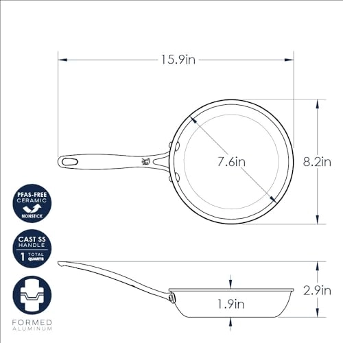 Basalt Aluminum Saute Skillet - 8-Inch Nonstick Ceramic Coating